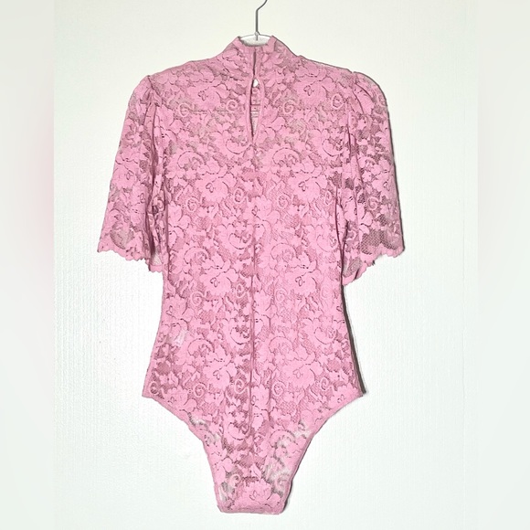 Ganni Lace BodySuit in pink Sz 38/ Sz M - Picture 5 of 10